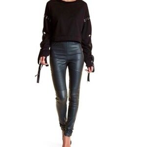 OOBERSWANK Black High waisted Moto Faux Leather leggings Size Medium